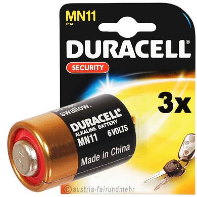 3X MN11 DURACELL SECURITY Batterie 6Volt A11 L1016 11A LR11