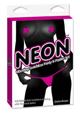 Pipedream - Neon - Vibrating Crotchless Panty / Pasties Pink. 1er Pack