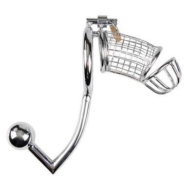 Penis-Käfig aus Metall mit Analhaken