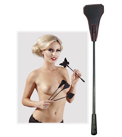 Bad Kitty Minigerte Traditional mit Schlagpaddel - 25 cm - Schwarz/Rot