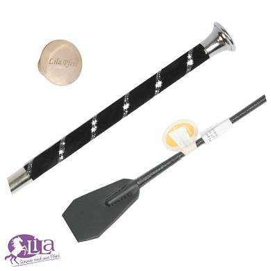 Springgerte Döbert schwarz Textilveloursgriff SWAROVSKI - Namensgravur möglich