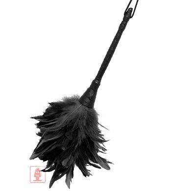 Federpuschel mit Kunstledergriff schwarz