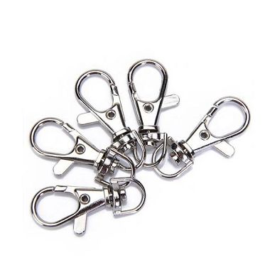 5X Schlüsselanhänger Versilbert Karabiner Schlüsselbund