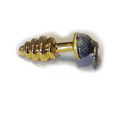  Buttplug Analplug polierter Edelstahl goldfarben - mit anregenden 4 Wlbungen - BDSM Bon