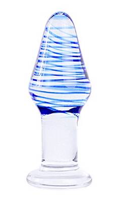 Glas Anal Plug Blue 45mm Handarbeit