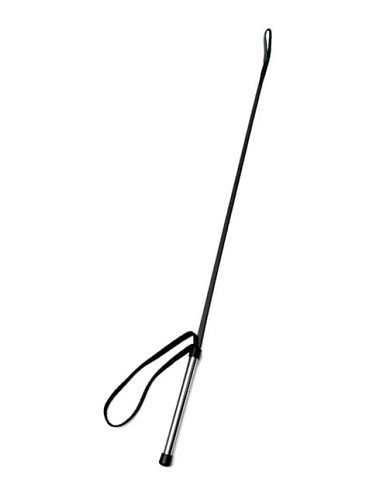 Leder Gerte SCHWARZ mit Edelstahlgriff