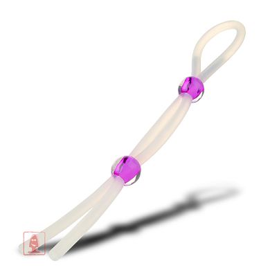 Wei/transparente Penisfessel mit 2 Kugeln