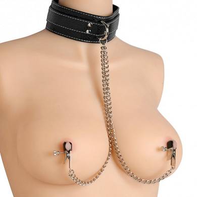 Lederhalsband mit Nippelklemmen