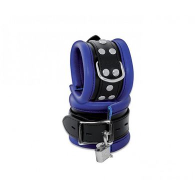 Handfessel Essential breit - abschließbar blau/schwarz