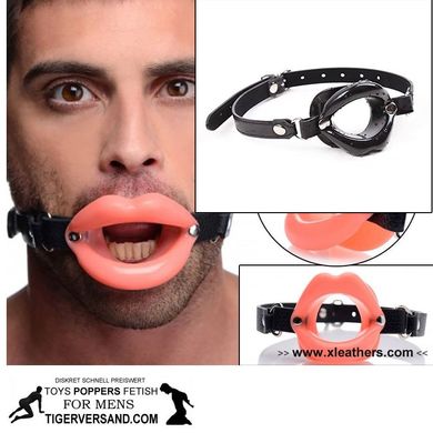 DEEP THROAT MUNDGAG Leder -BLACK -