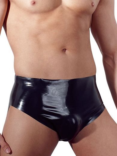 Latex-Slip mit Anal-Pumpdildo, schwarz