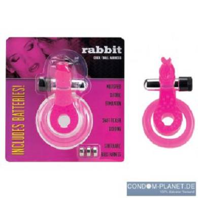 Cock & Ball Harness Rabbit pink