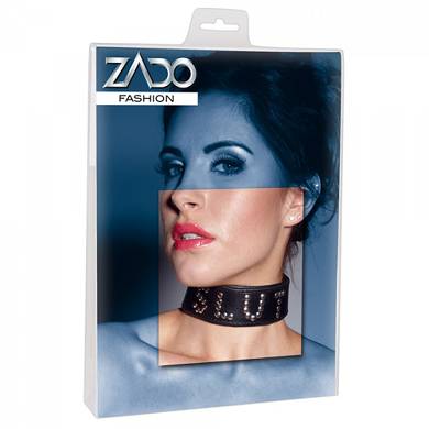 Zado - Leder-Halsfessel "Slut" - in Schwarz