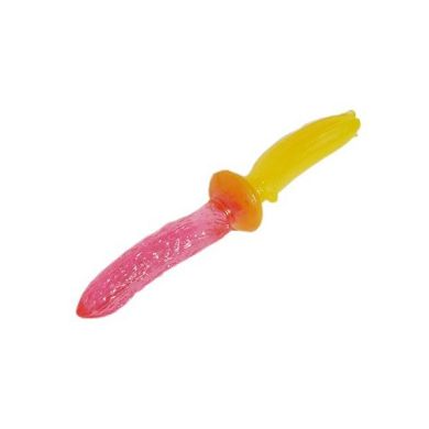 Doppeldildo banengelb/pink 34 cm lang Ø 3.8 cm transparent