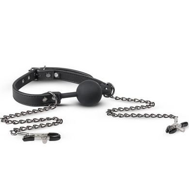 Easytoys Ballknebel mit Nippelklemmen geschlossen schwarz