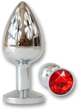 7,5 x 3 cm JEWEL Edelstahl-Plug crystal red