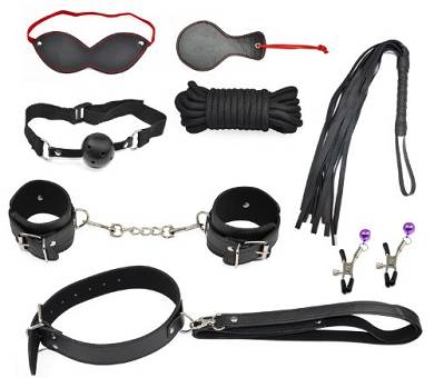 SWT Schwarz Kit Leder Bedroom Fun Set 8pcs Erwachsene