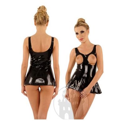 Latex Minikleid-Bluse brustfrei