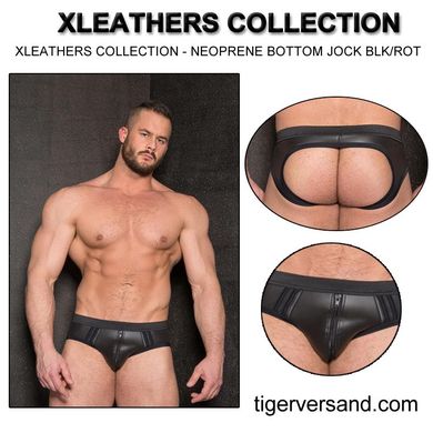 XLEATHERS COLLECTION - NEOPRENE BOTTOM JOCK SCHWARZ