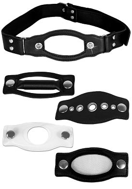 Leder-Imitat-Mundknebel-Set schwarz