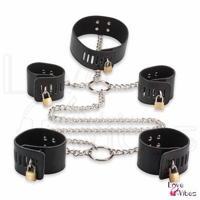 Fesselgeschirr mit Halsband & Manschetten