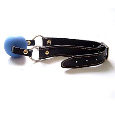 Extasialand Ballknebel in blau mit Lederriemen Mundknebel Ball Gag