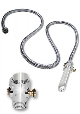 Duschaufsatz Aluminium mit Ventil + Schlauch