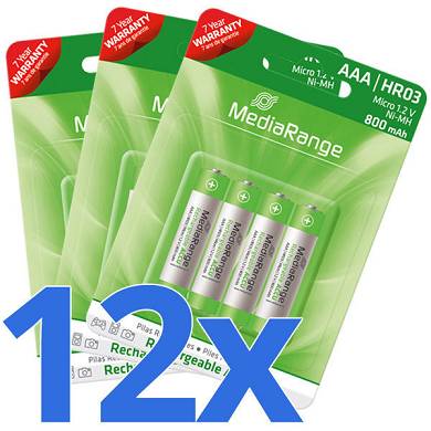 12x AAA HR03 Akku Micro Batterie 800 mAh 1,2V wiederaufladbar