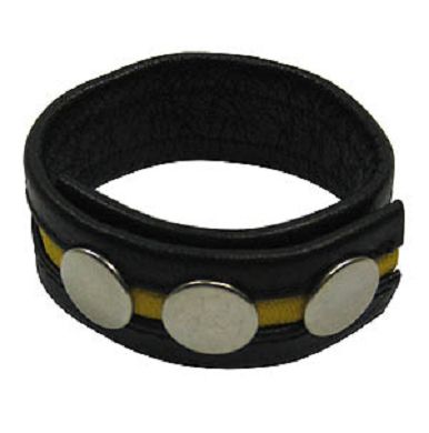 Cockstrap yellow - Ledercockring mit gelbem Streifen