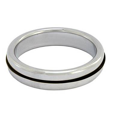 Roestvrij staal Stainless Steel Slim Cock Ring with black Band 45 mm. 1er Pack (1 x 1 St&u