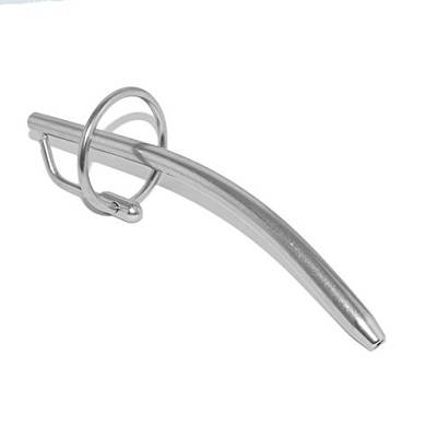 Dilator mit gebogener Urethral Sonde mit Bohrung. 12cm lang. Ø max. 0.80cm