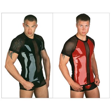 Latex T-Shirt mit breiten Latexeinstzen vorne