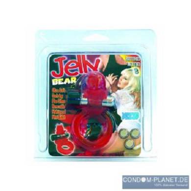 Jelly Bear Cockring m. Mini-Vibe rot