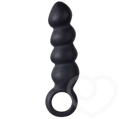 Analplug aus Silikon mit Kugeln und Fingerring