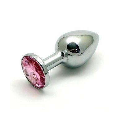 Edelstahl Butt Plug mit Kristall Pink 28mm