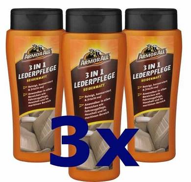 3x Armor All 3in1 Ledermilch seidenmatt 250ml Lederpflege Armorall Lederreiniger