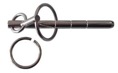 Metall Stahl Dilator Penis Plug Penisstab mit Penis Ring Cockring -M