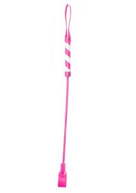 Ouch! Cube PVC-Peitsche. rosa mit weißen Streifen und rosafarbener Schnur. 1 Stü