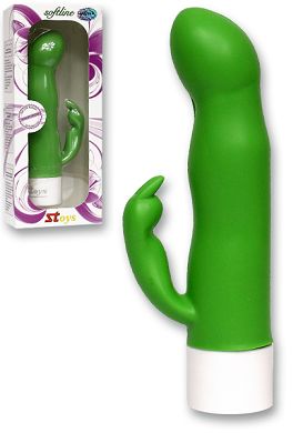 18,5 x 3,5 - 4 cm Vibrator mit Klitoris-Reizarm wasserdicht 12 Speed grn
