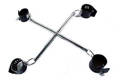 Bondage Hogtie Metall Kreuz mit Hand Fuß Fessel in schwarz