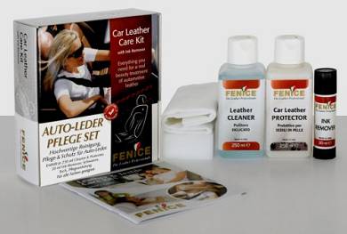 FENICE Auto-Leder Pflegeset Anti-Ageing. MAXI. je 250 ml Cleaner & Protector sowie Ink