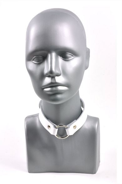 Leder Ring-Halsband WEISS