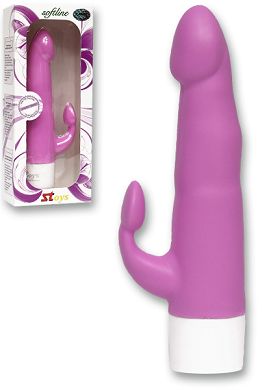 18,5 x 3 - 3,5 cm Vibrator mit Klitoris-Reizarm wasserdicht 12 Speed hell-lila