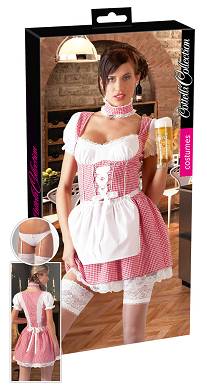 Dirndl mit Spitzenverzierung, Farbe: Rot/Weiß