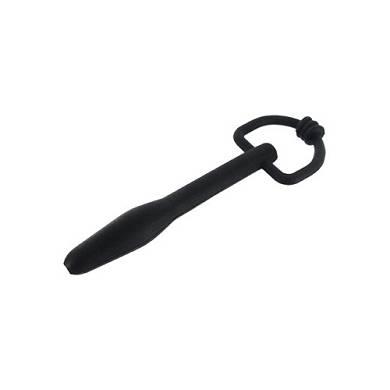 Penisplug aus Silikon mit Ring in Schwarz