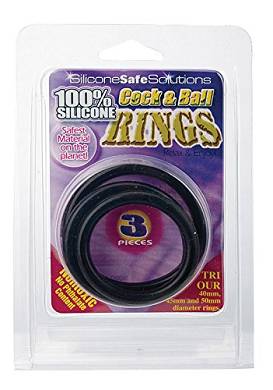 Cock & Ball Rings 3 Cockringe Set 3 Größen Silikon Schwarz ungiftig 40-45-5