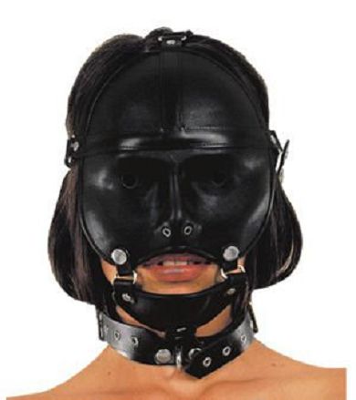 Leder Halbmaske mit Halsband