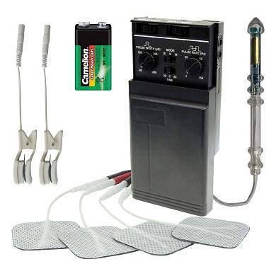 Goldbeschichtete Analsonde + Reizstrom - Klemmen / Klammern + TENS Gerät estim