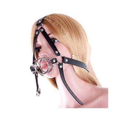 39mm Bondage Leder Harness Spidergag Stahl Metall Knebel Mund Double O-Ring Mundknebel Spi