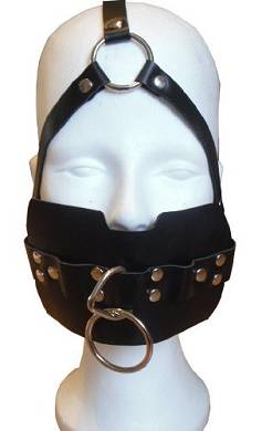 Bondage Leder Harness 45mm Mund Ball Knebel Frontklappe und Ring